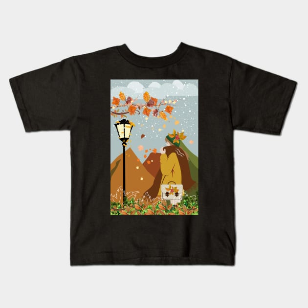 Fall is here, wrap up! Thanksgiving season art print Kids T-Shirt by FineArtMaster